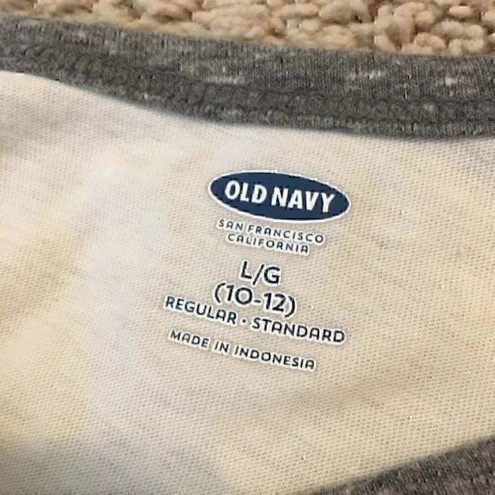 Old Navy Girls size large 10/12  3/4 sleeve T-shirt